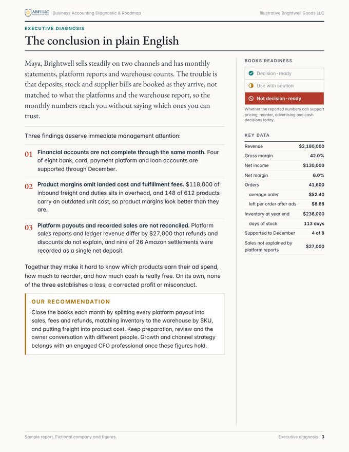 Executive diagnosis page
